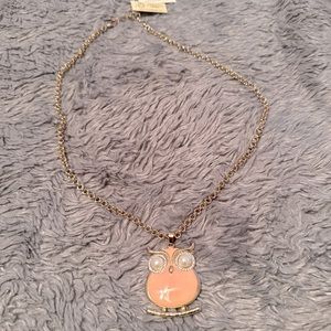 Amrita, Singh, NWT, pink owl, pearl eyes statement, necklace